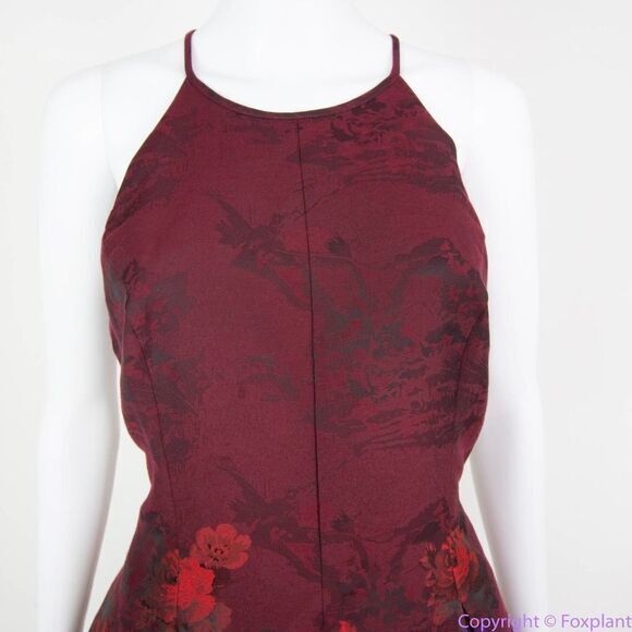 NEW White House Black Market Red Floral-Jacquard‎ Fit-And-Flare Dress - Picture 5 of 16